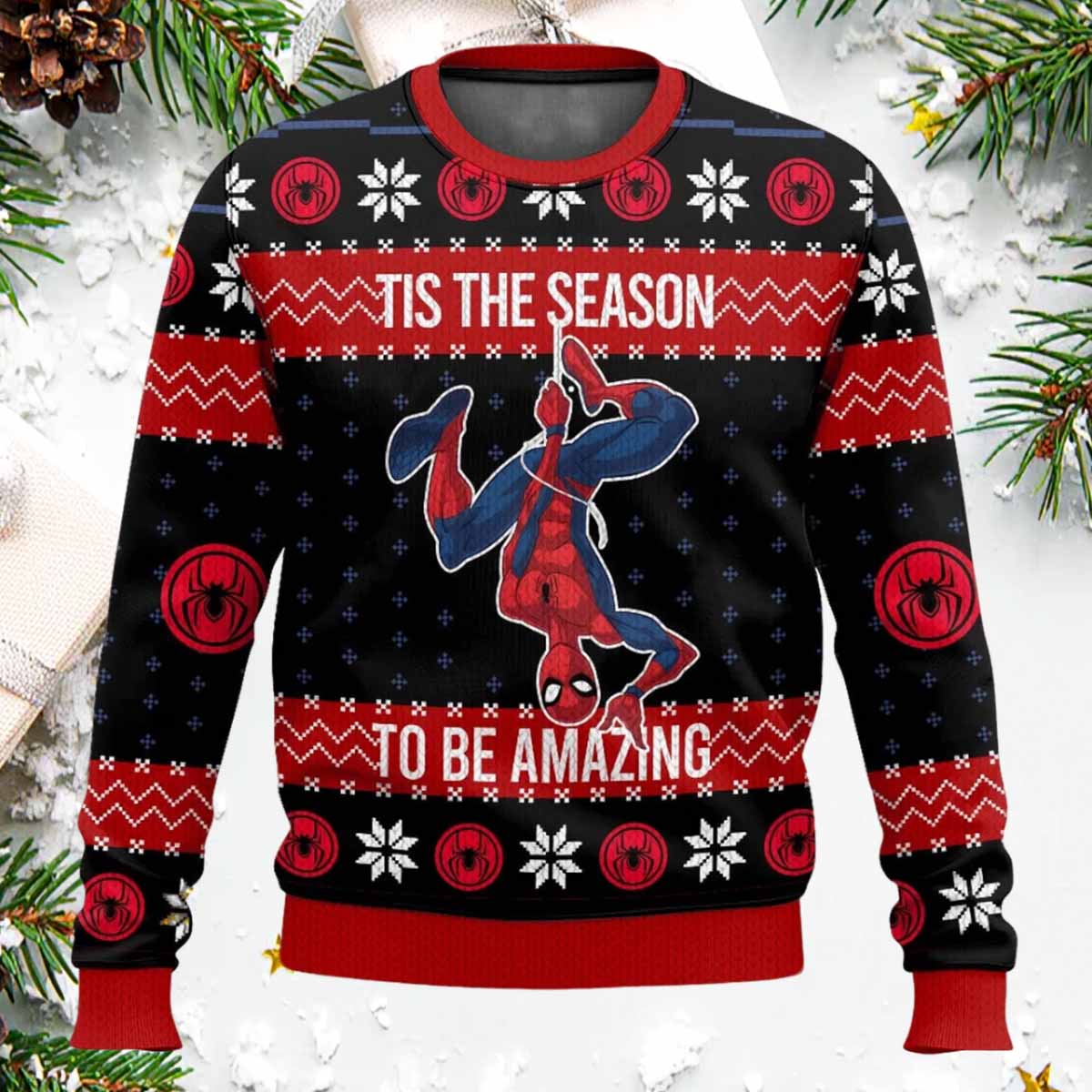 Tis The Season To Be Amazing Spider Man Ugly Sweater Spider-Man Tis The Season To Be Amazing Ugly Sweater