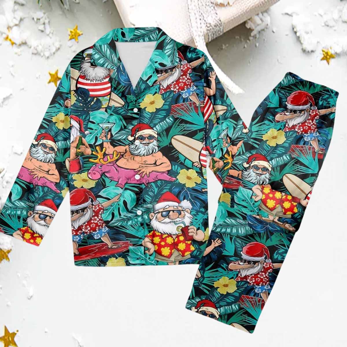 Tropical Santa Aloha Christma Pajama Set Tropical Santa Aloha Christma Pajama Set