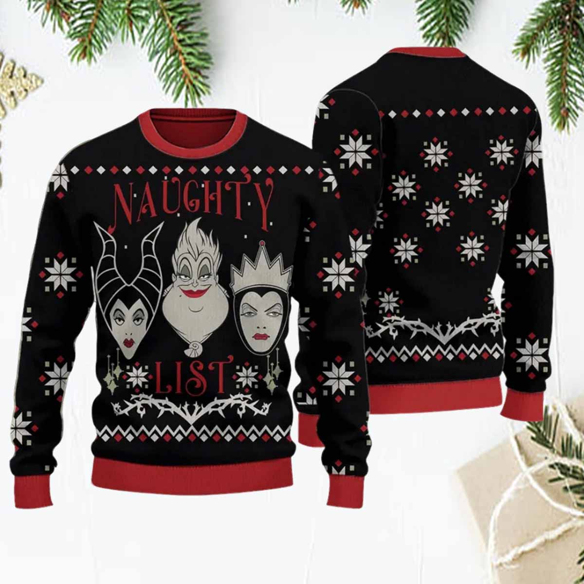 Villains Naughty List Uglt Christmas Sweater Villains Naughty List Ugly Christmas Sweater