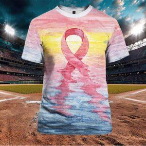 Women’s Casual Pink Ribbon Breast Cancer Art Print Shirt Women’s Casual Pink Ribbon Breast Cancer Art Print Shirt