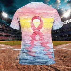 Women's Casual Pink Ribbon Breast Cancer Art Print Shirt