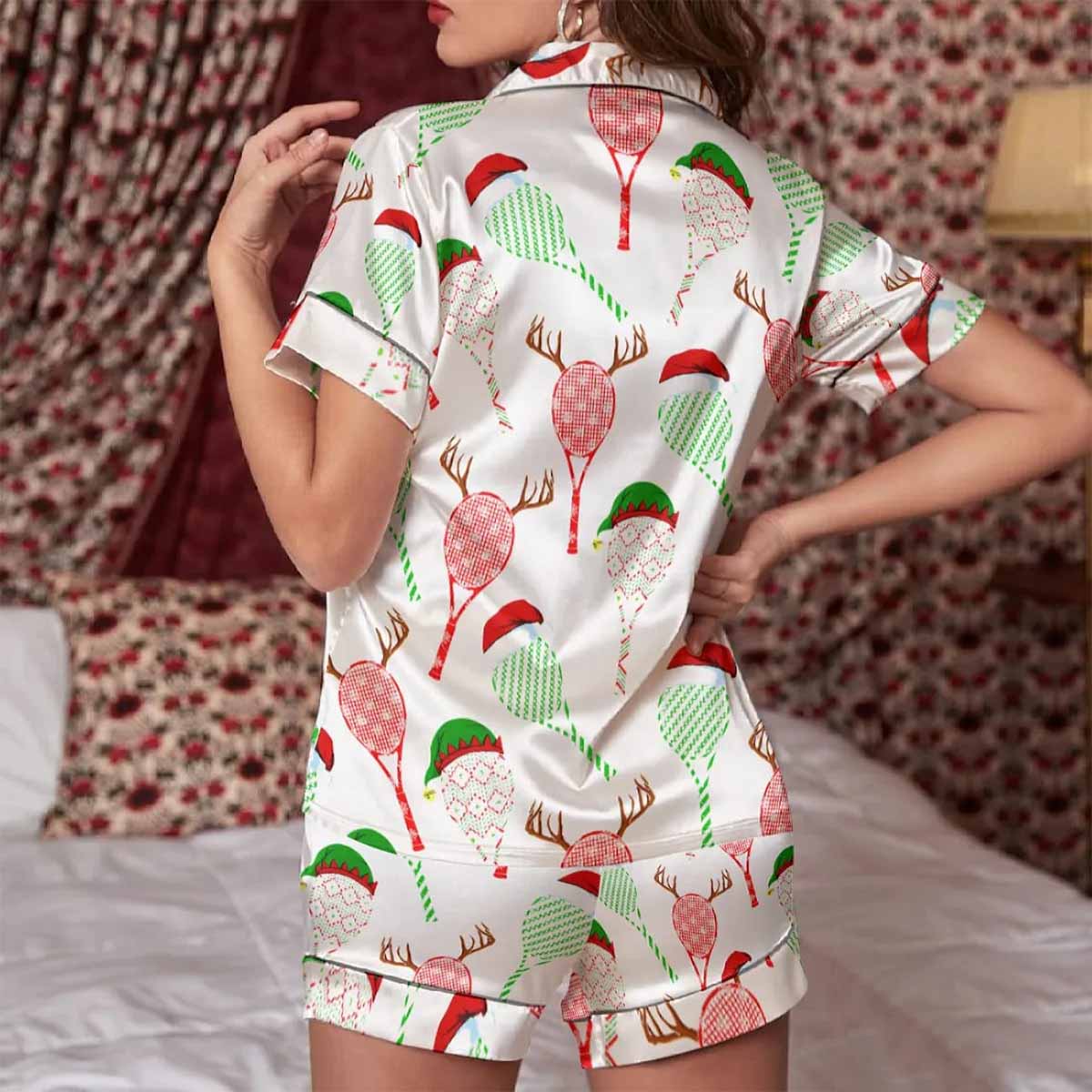 Women’s Tennis Racket Christmas Pajama Set Womens Tennis Racket Christmas Pajama Set