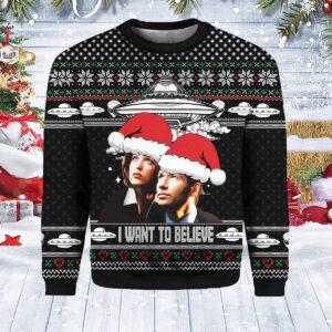 X Files I Want To Believe Ugly Christmas Sweater