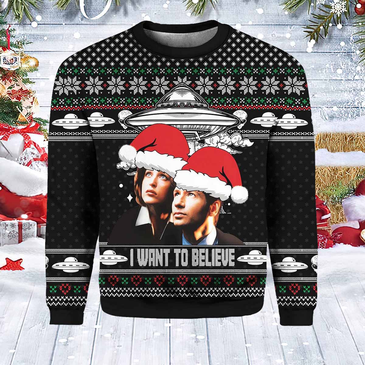 X Files I Want To Believe Ugly Christmas Sweater X Files I Want To Believe Ugly Christmas Sweater