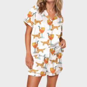 Aperol Spritz And Golden Retriever Satin Pajama Set Aperol Spritz And Golden Retriever Satin Pajama Set