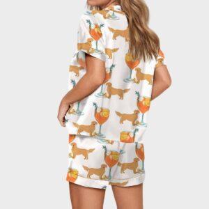 Aperol Spritz And Golden Retriever Satin Pajama Set