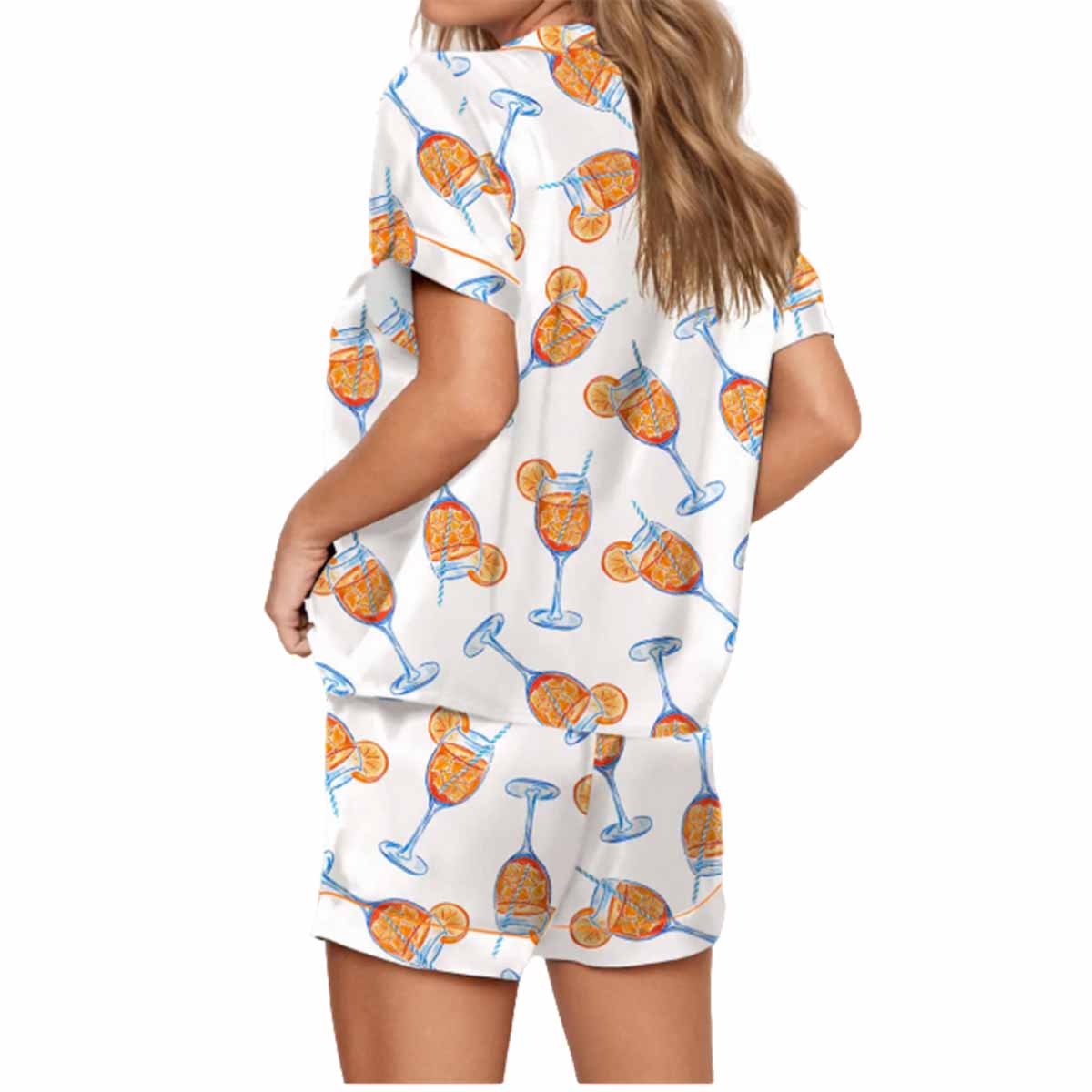 Aperol Spritz Trio Watercolor Satin Pajama Set Aperol Spritz Trio Watercolor Satin Pajama Set