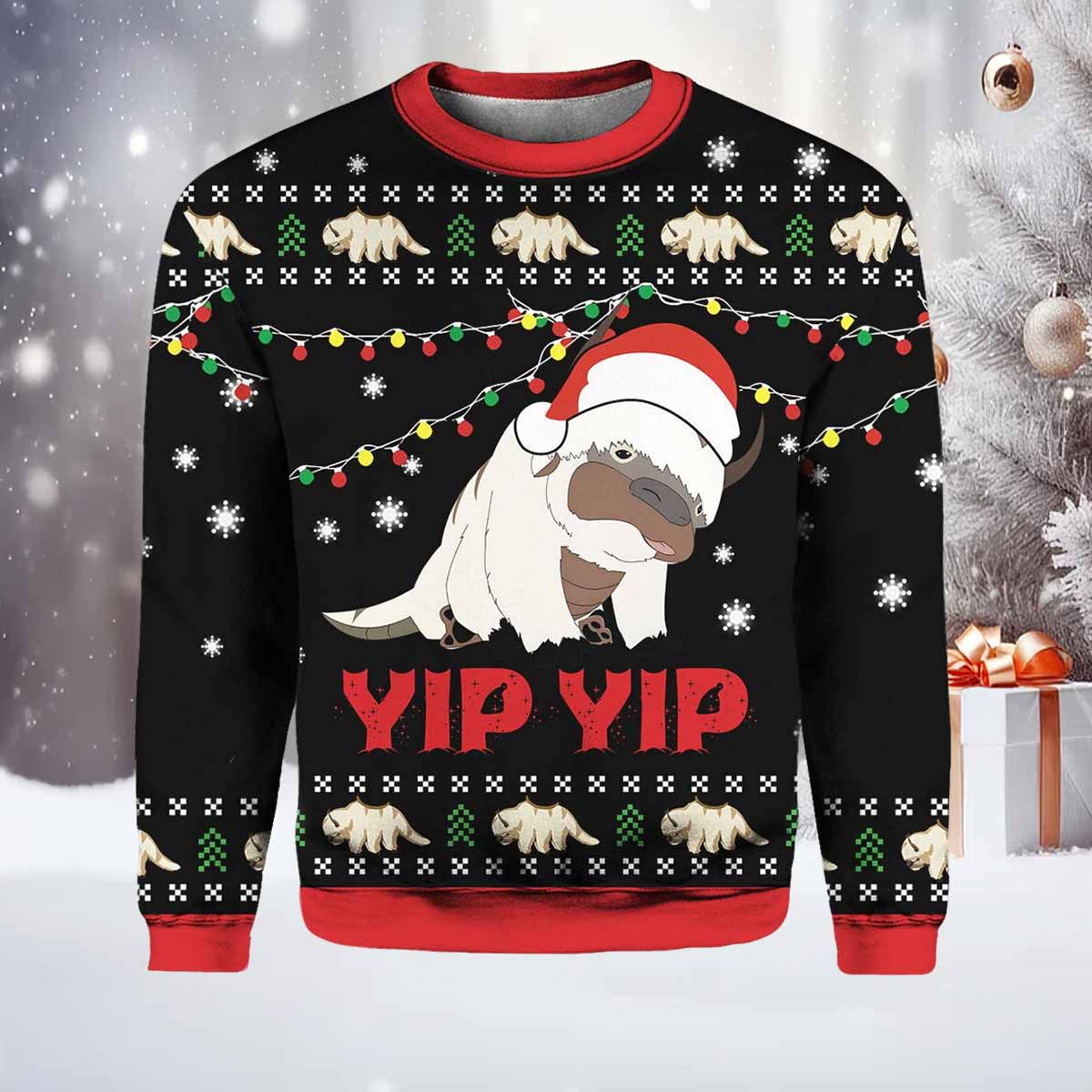 Appa Sky Bison Yip Yip Ugly Christmas Sweater Appa Sky Bison Yip Yip Ugly Christmas Sweater