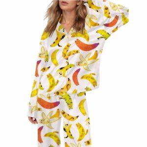 Banana Cat Satin Pajama Set