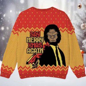 Bigfoot Say Merry Xmas Again Ugly Christmas Sweater