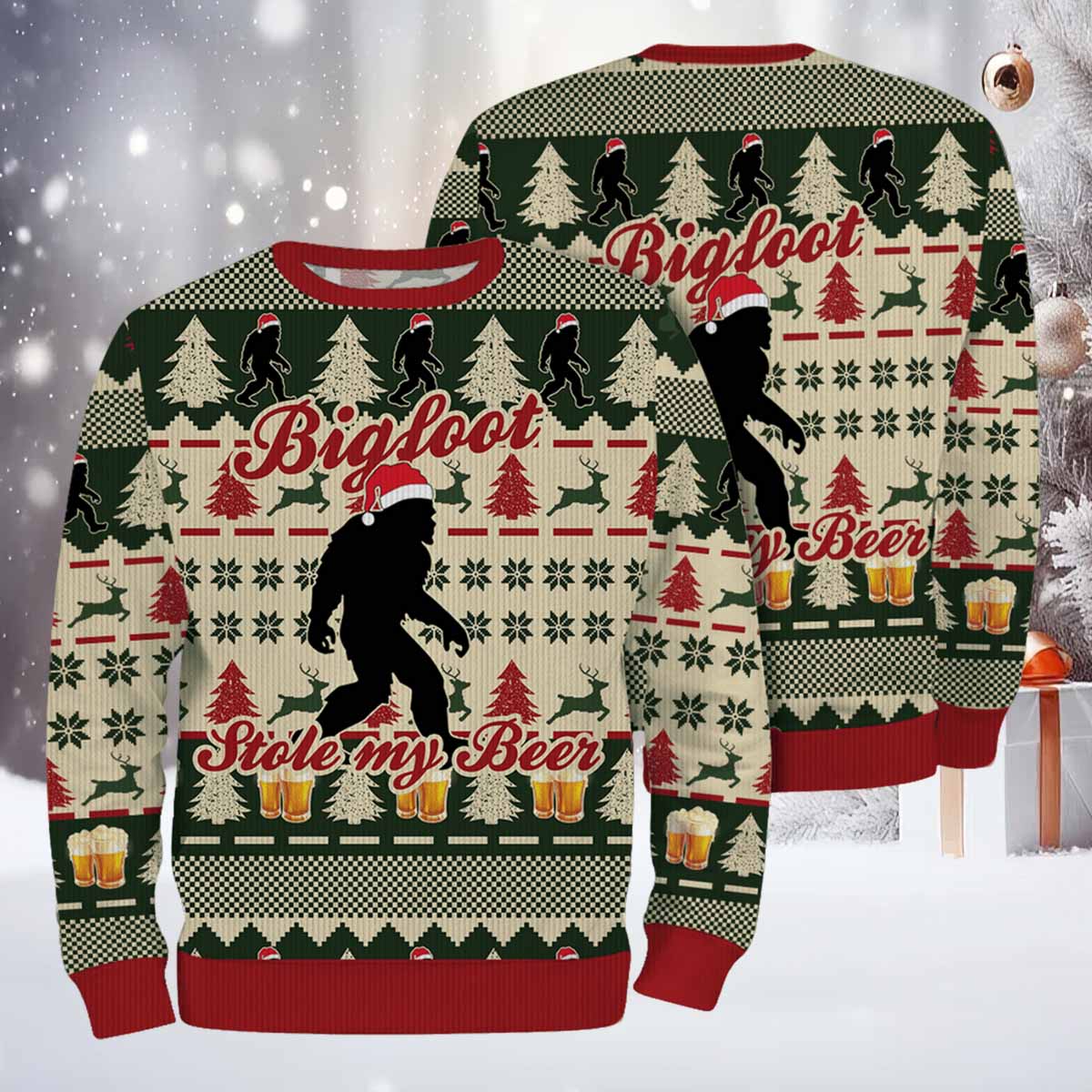 Bigfoot Stole My Beer Chrismas Ugly Sweater Bigfoot Stole My Beer Chrismas Ugly Sweater