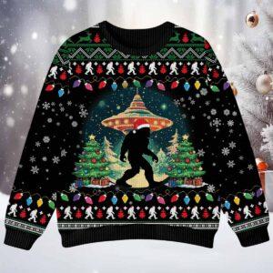 Bigfoot Ufo Christmas Night Ugly Sweater