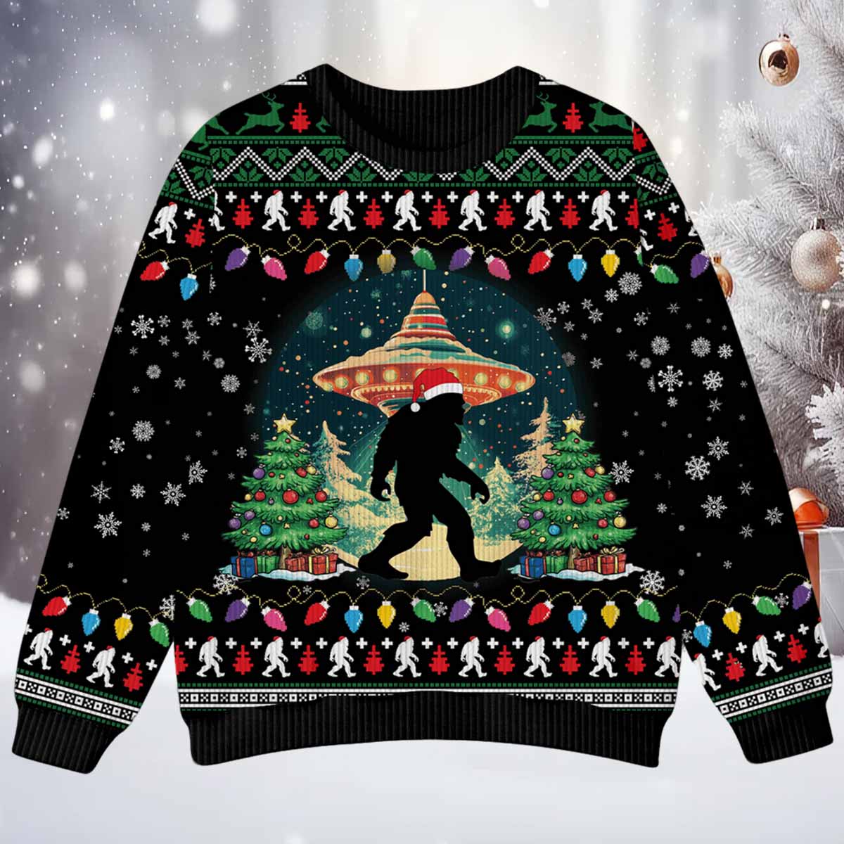 Bigfoot Ufo Christmas Night Ugly Sweater Bigfoot Ufo Christmas Night Ugly Sweater
