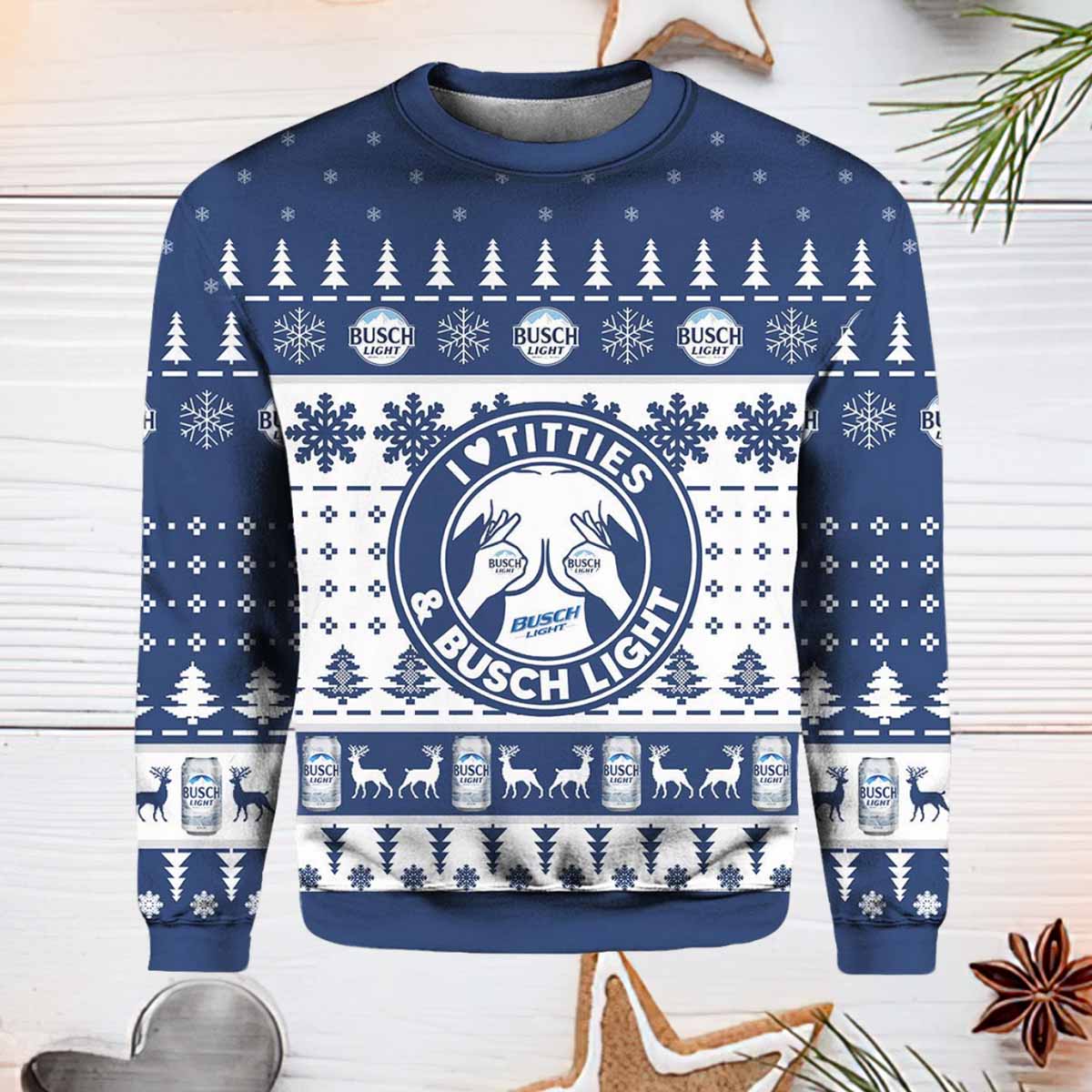 Busch Light Titties Ugly Christmas Sweater Busch Light Titties Ugly Christmas Sweater