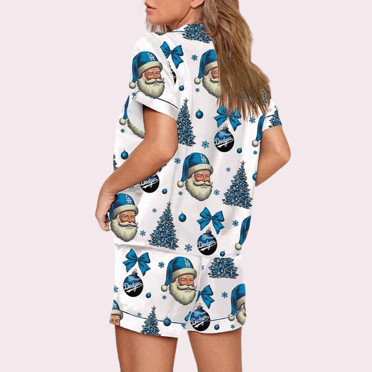 Christmas Dodgers Baseball Print Pajama Set Christmas Dodgers Baseball Print Pajama Set