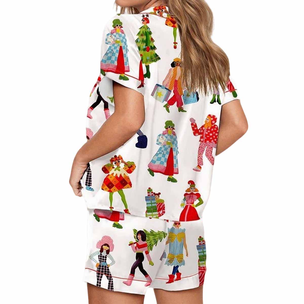 Christmas Girl Satin Pajama Set Christmas Girl Satin Pajama Set