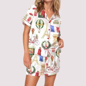 Christmas Paris Satin Pajama Set Christmas Paris Satin Pajama Set