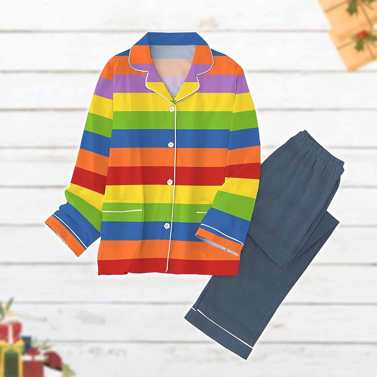 Christmas Riley Rainbow Pajamas Set Christmas Riley Rainbow Pajamas Set