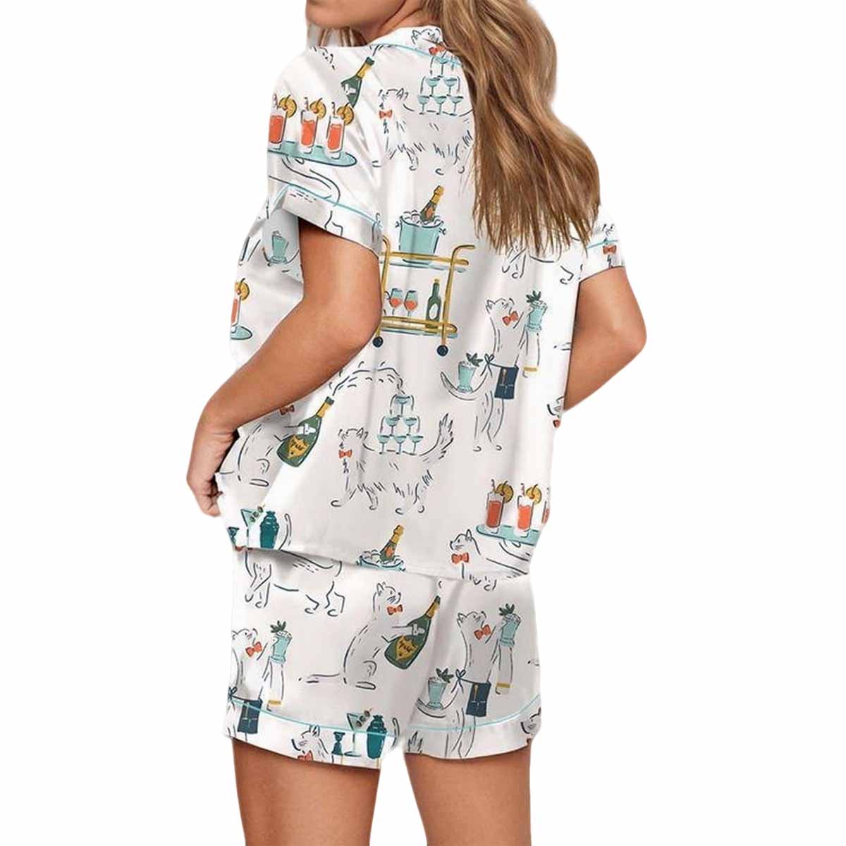 Cocktail Cats Satin Pajama Set Cocktail Cats Satin Pajama Set