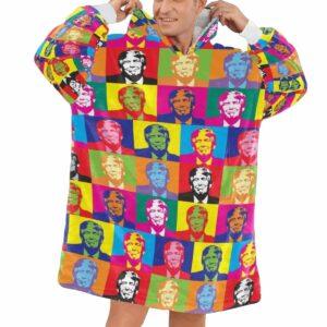 Colorful Donald Trump Hoodie Blanket