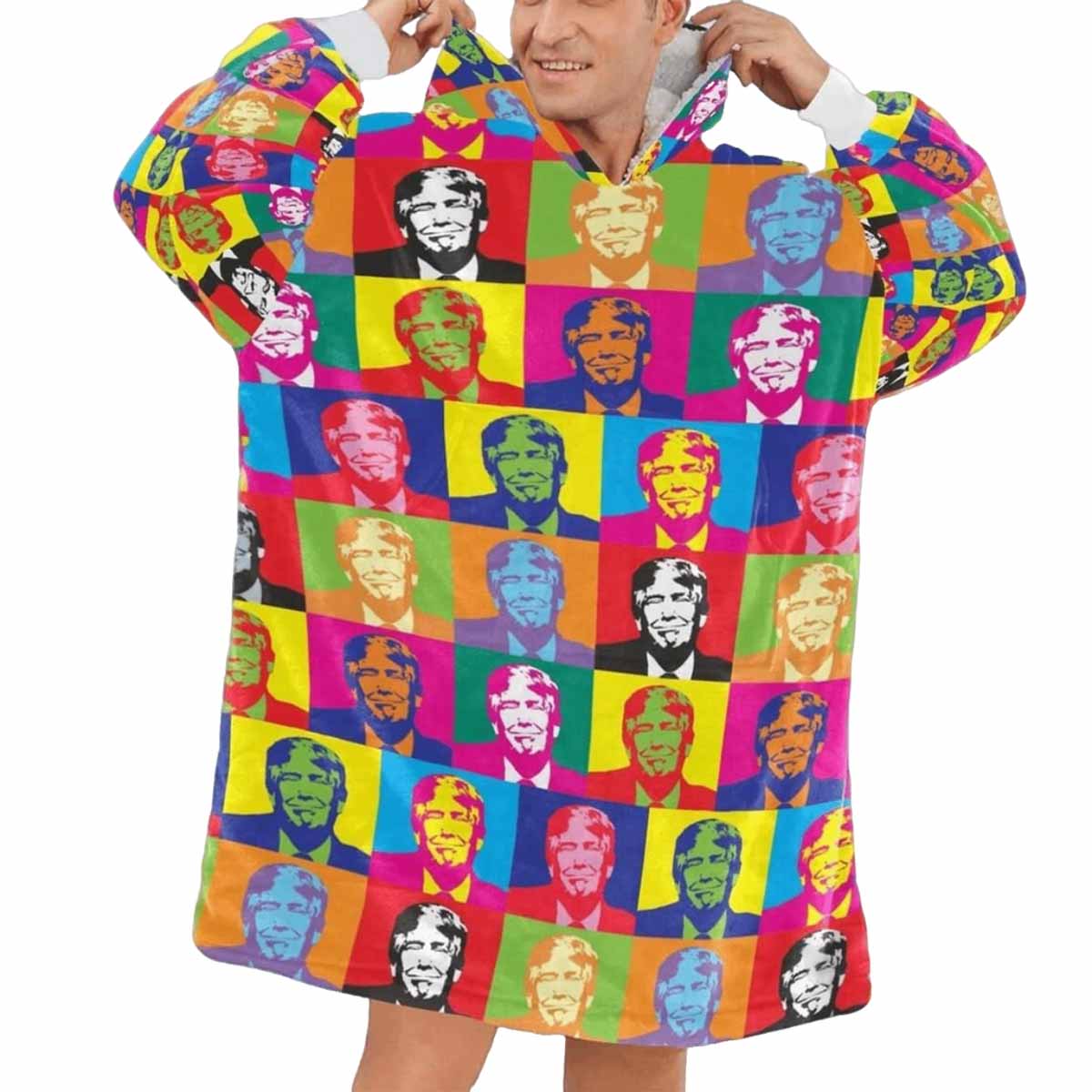 Colorful Donald Trump Hoodie Blanket Colorful Donald Trump Hoodie Blanket
