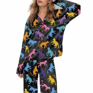 Colorful Leopard Satin Pajama Set Colorful Leopard Satin Pajama Set