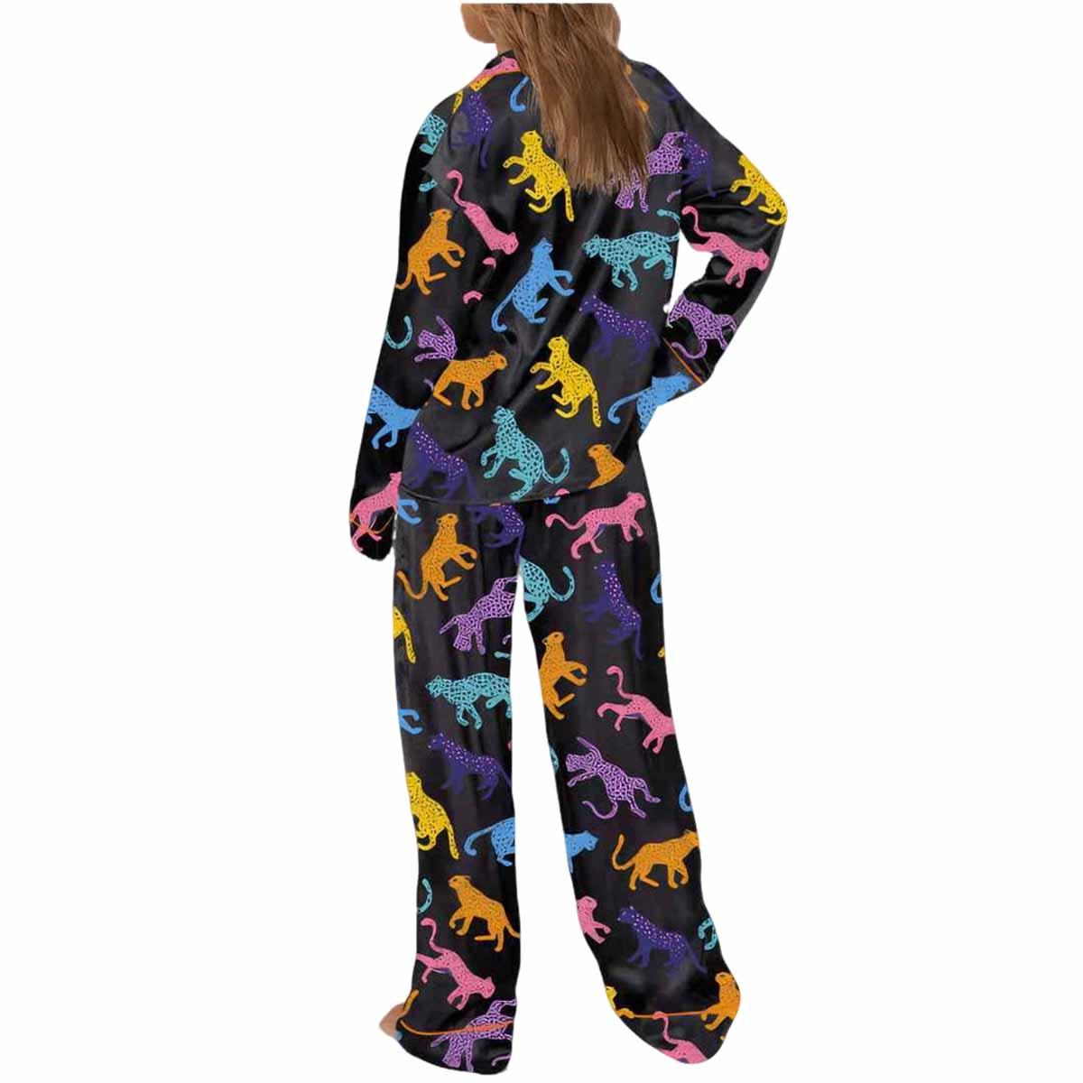 Colorful Leopard Satin Pajama Set Colorful Leopard Satin Pajama Set
