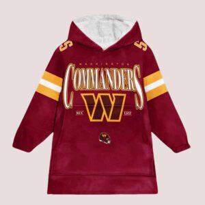 Commanders Football Blanket Hoodie Commanders Football Blanket Hoodie