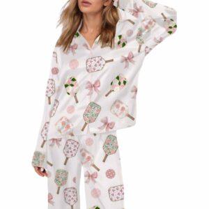 Coquette Pickleball Satin Pajama Set Coquette Pickleball Satin Pajama Set