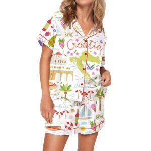 Croatia Travel Satin Pajama Set