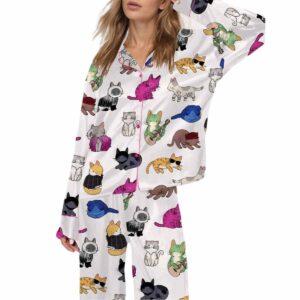 Cute Cat Satin Pajama Set Cute Cat Satin Pajama Set