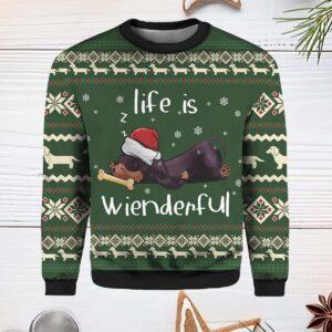 Dachshund Life Is Wienderful Ugly Christmas Sweater Dachshund Life Is Wienderful Ugly Christmas Sweater