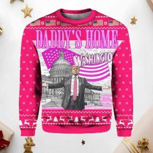 Daddy’s Home White House Pink Trump 2024 Ugly Christmas Sweater