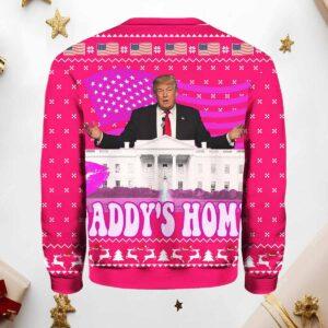 Daddy's Home White House Pink Trump 2024 Ugly Christmas Sweater