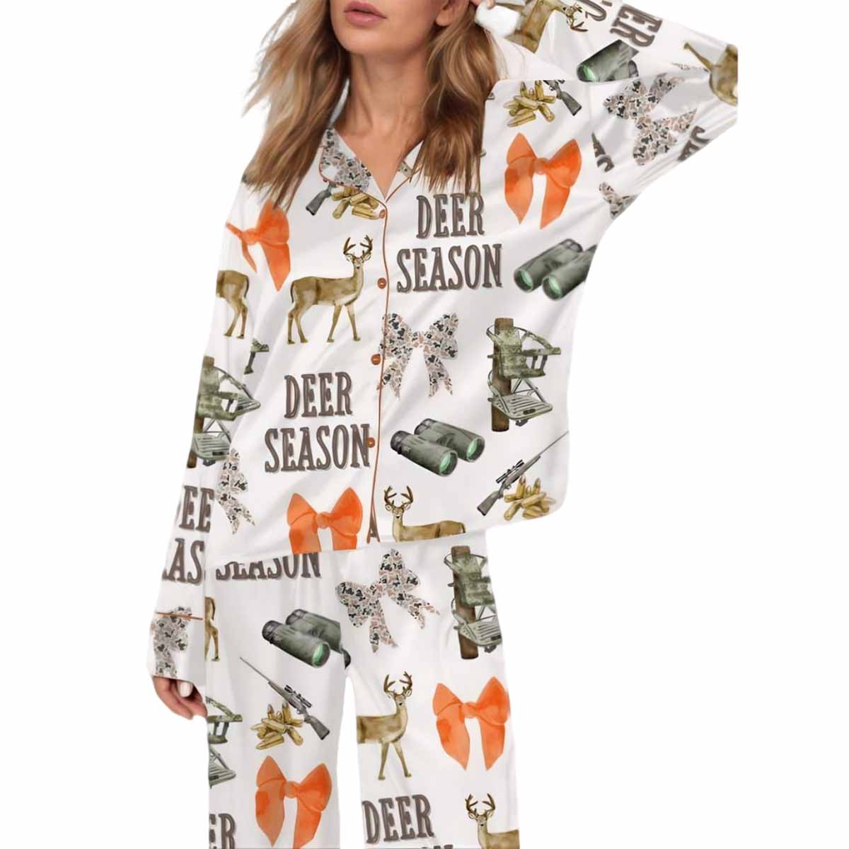 Deer Season Satin Pajama Set Deer Season Satin Pajama Set