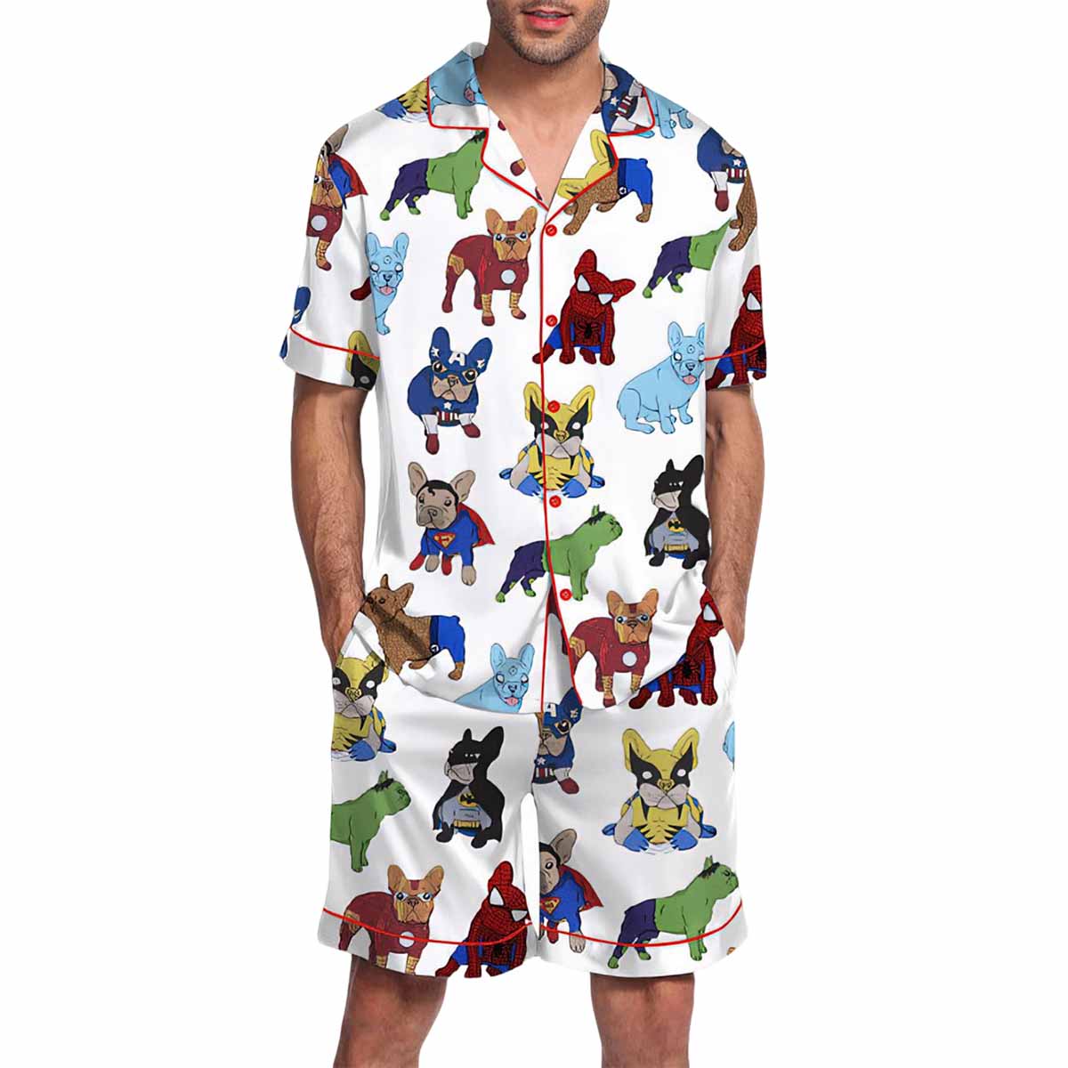 French Bulldog Superhero Satin Pajama Set French Bulldog Superhero Satin Pajama Set