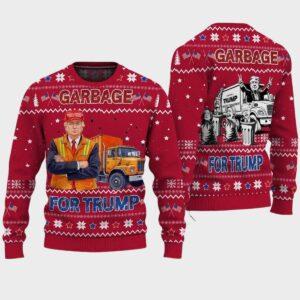 Garbage For Trump 2024 Patriotic Christmas Ugly Sweater