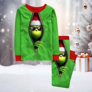 Grnch Zip Christmas Family Pajama Set Grnch Zip Christmas Family Pajama Set
