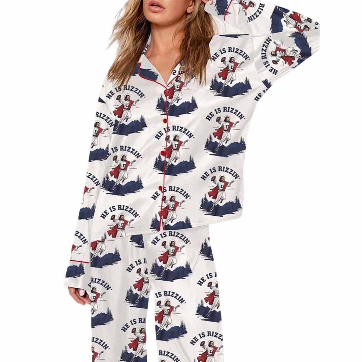 He Is Rizzin Jesus Pajama Set He Is Rizzin Jesus Pajama Set