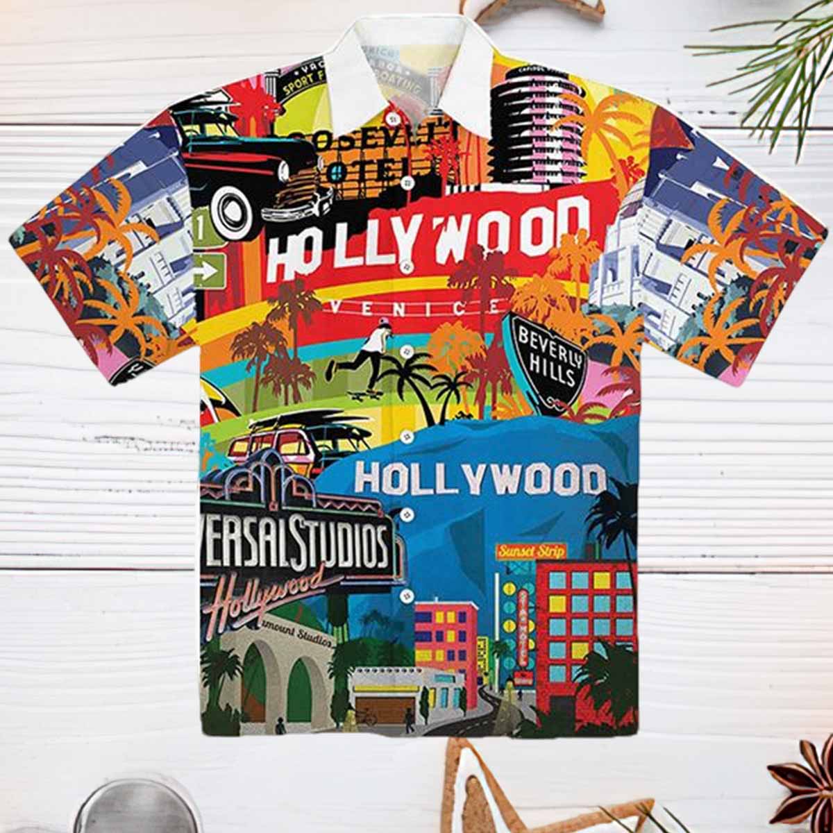 Hollywood Los Angeles City Aloha Hawaiian Shirt Hollywood Los Angeles City Aloha Hawaiian Shirt