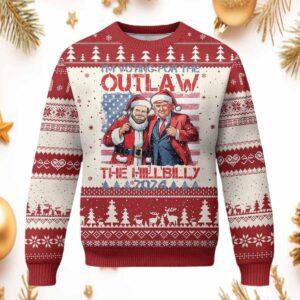 I Voting For The Outlaw and The Hillbilly Trump Vance 2024 Ugly Christmas Sweater