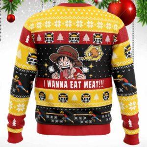 I Want To Eat Meat Luffy Ugly Christmas Sweater 1 I Want To Eat Meat Luffy Ugly Christmas Sweater