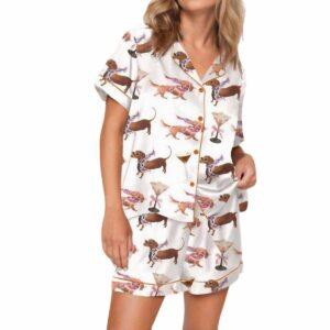 Martini Dachshund Dogs Satin Pajama Set Martini Dachshund Dogs Satin Pajama Set