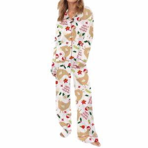 Merry Clucking Christmas Satin Pajama Set
