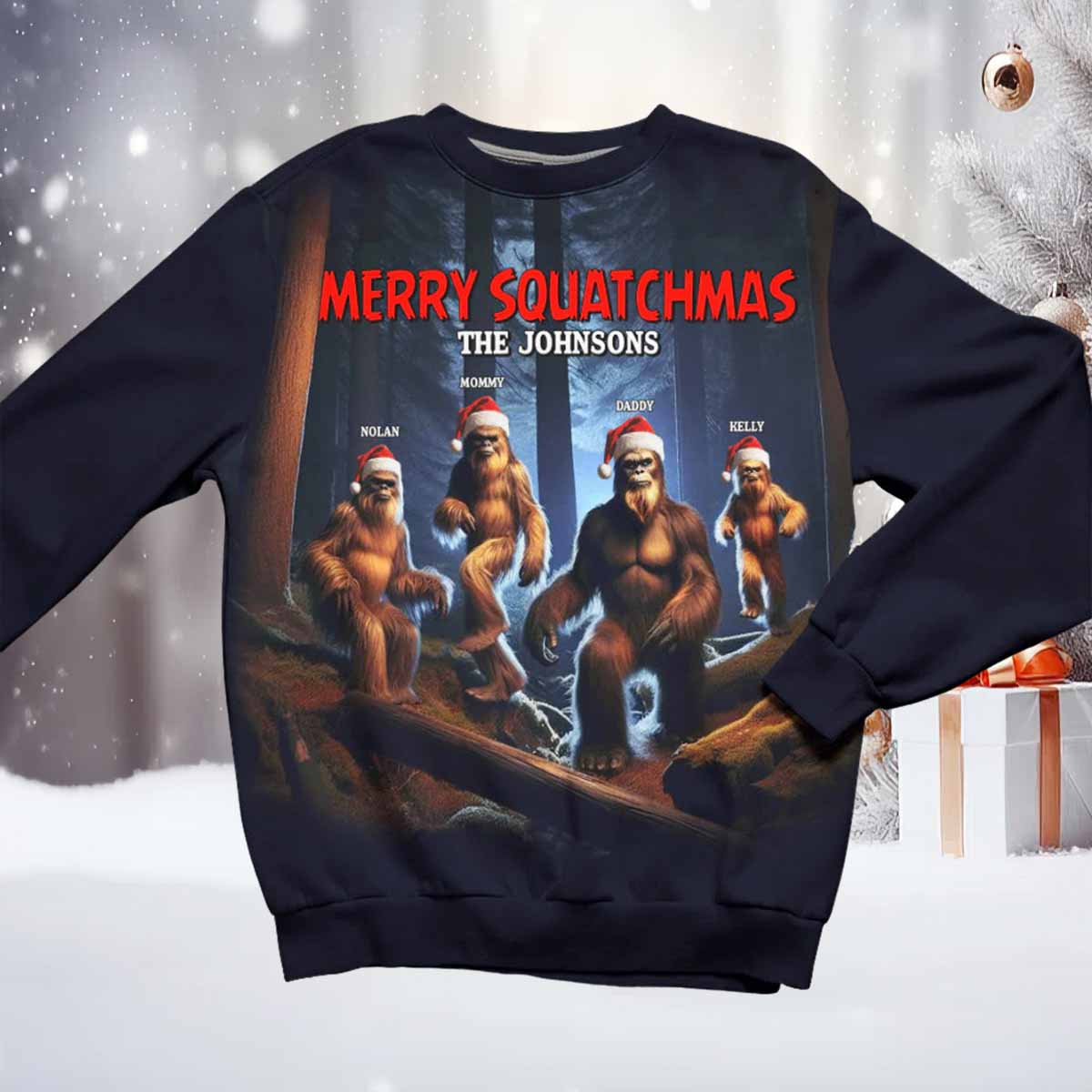 Merry Squatchmas The Johnsons Custom Name Shirt Merry Squatchmas The Johnsons Custom Name Shirt