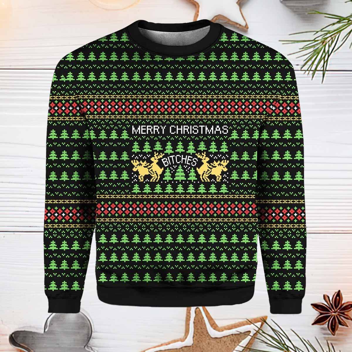 Moose Merry Christmas Bitchs Ugly Christmas Sweater Moose Merry Christmas Bitchs Ugly Christmas Sweater