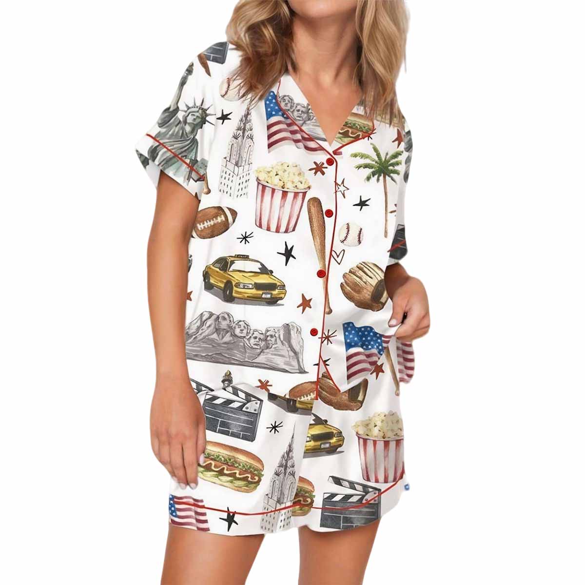 New York Football Satin Pajama Set New York Football Satin Pajama Set
