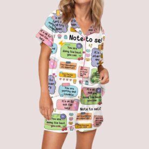 Note To Self Mental Health Satin Pajama Set