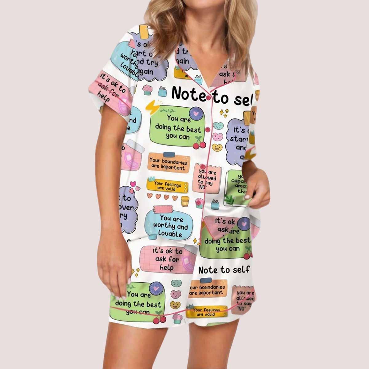 Note To Self Mental Health Satin Pajama Set Note To Self Mental Health Satin Pajama Set