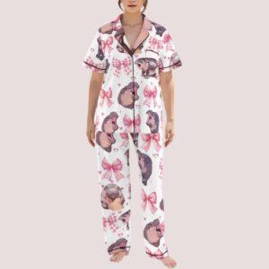 Pink Coquette Moo Deng Satin Pajama Set Pink Coquette Moo Deng Satin Pajama Set